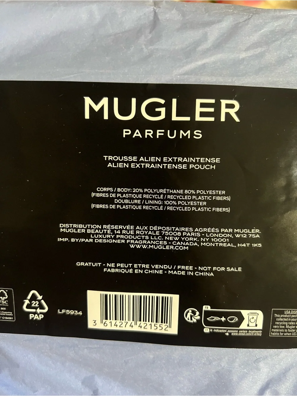 New Mugler parfums cosmetic pouch